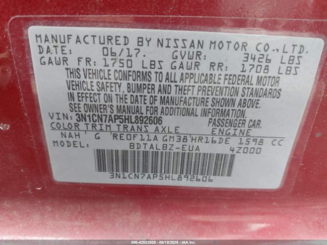 2017 NISSAN VERSA 3N1CN7AP5HL892606 Photo 8