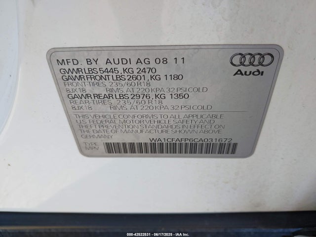 2012 AUDI Q5 WA1CFAFP6CA031672 Photo 8