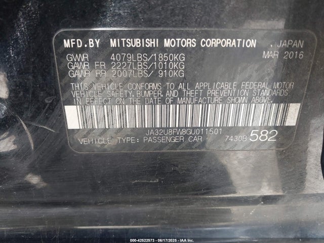 JA32U8FW8GU011501 Mitsubishi dohc mivec