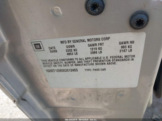 1999 CADILLAC ELDORADO 1G6ET1296XU612403 Photo 8