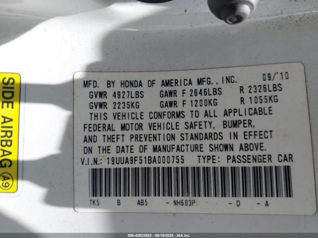2011 ACURA TL 19UUA9F51BA000755 Photo 8
