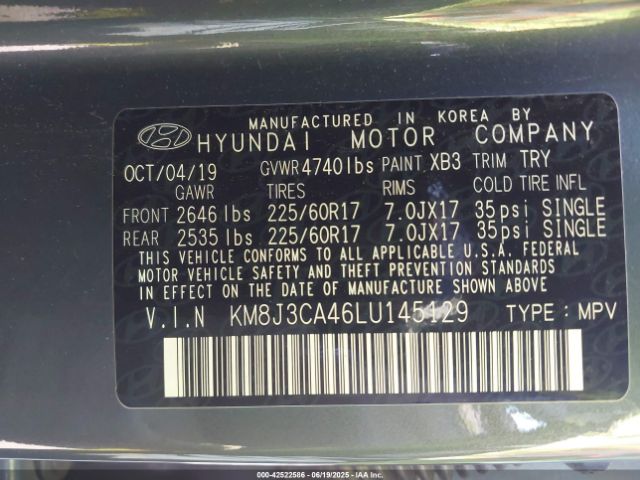 2020 HYUNDAI TUCSON KM8J3CA46LU145129 Photo 8