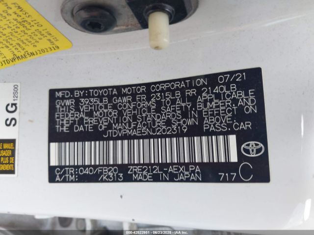 2022 TOYOTA COROLLA JTDVPMAE5NJ202319 Photo 8