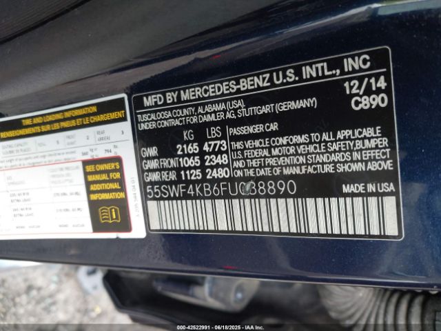 2015 MERCEDES-BENZ C 300 55SWF4KB6FU038890 Photo 8