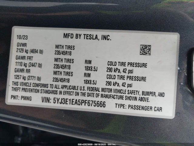 2023 TESLA MODEL 3 5YJ3E1EA5PF675666 Photo 8
