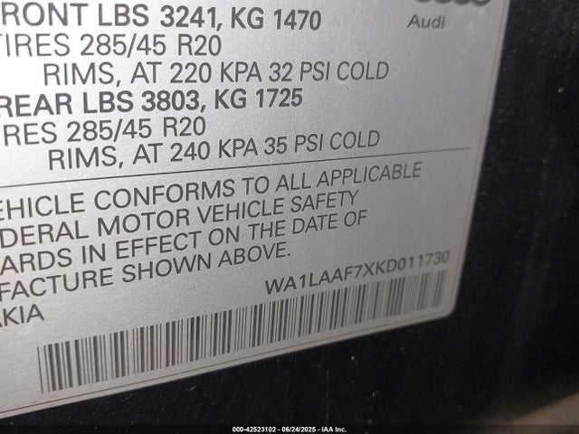 2019 AUDI Q7 WA1LAAF7XKD011730 Photo 8