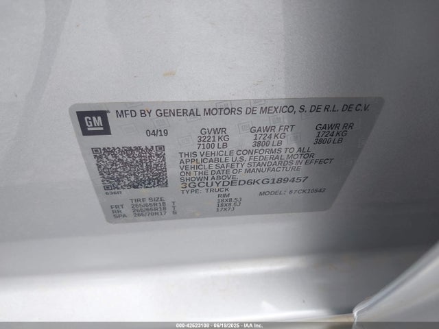 3GCUYDED6KG189457 Chevrolet l84 - di, dfm, alum, gen 5, var 2