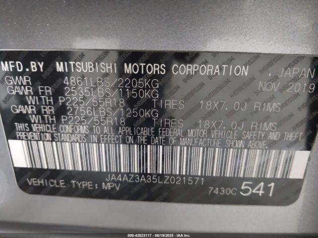 2020 MITSUBISHI OUTLANDER JA4AZ3A35LZ021571 Photo 8