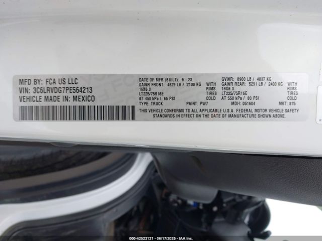 2023 RAM PROMASTER 2500 3C6LRVDG7PE564213 Photo 8