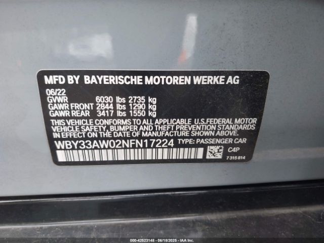 2022 BMW I4 WBY33AW02NFN17224 Photo 8