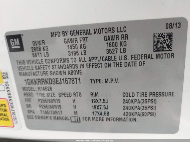1GKKRRKD9EJ167871 GMC llt