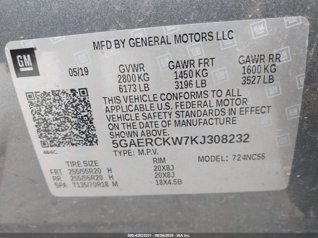 5GAERCKW7KJ308232 Buick lfy - spark ignited direct injection, atss, gen1