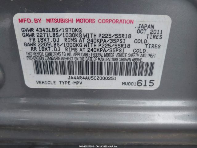 2012 MITSUBISHI OUTLANDER SPORT JA4AR4AU5CZ000251 Photo 8