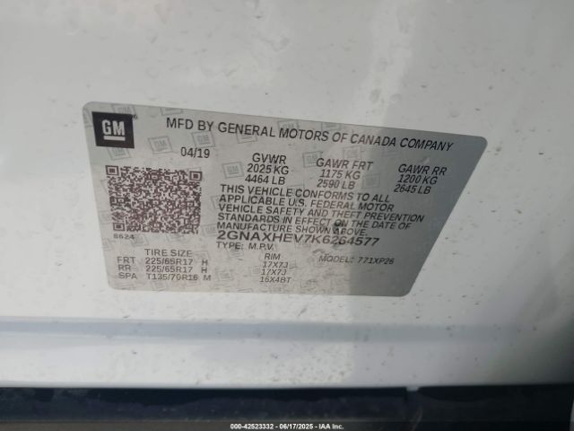2019 CHEVROLET EQUINOX 2GNAXHEV7K6264577 Photo 8