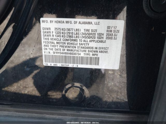 2017 ACURA MDX 5FRYD4H9XHB030734 Photo 8