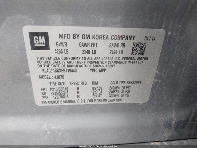 KL4CJASBXEB719440 Buick Encore