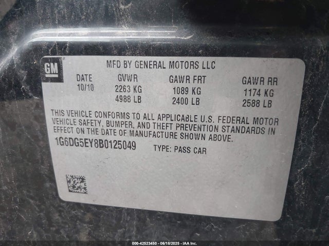 2011 CADILLAC CTS 1G6DG5EY8B0125049 Photo 8