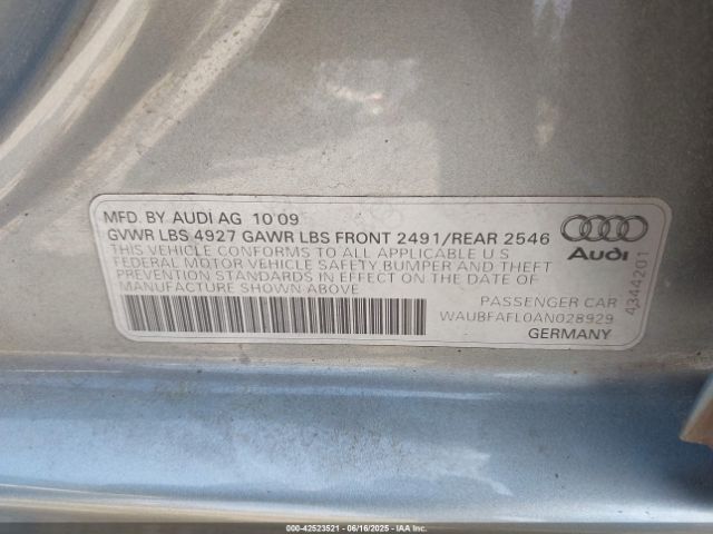 2010 AUDI A4 WAUBFAFL0AN028929 Photo 8