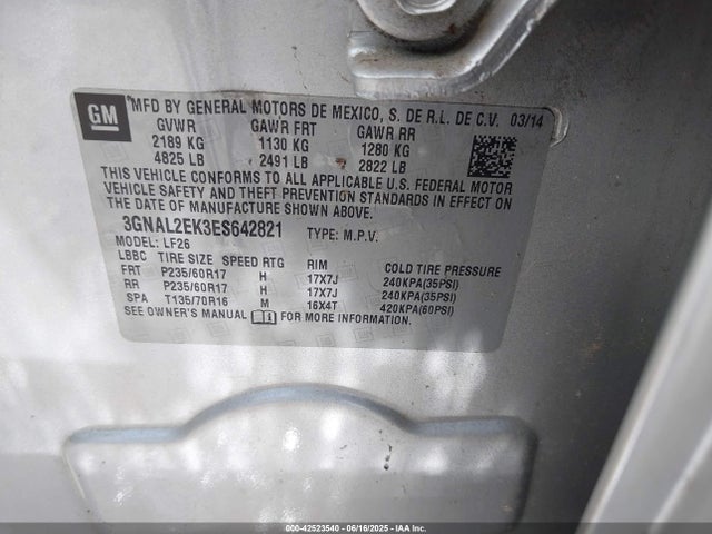 Chevrolet lea 2014 3GNAL2EK3ES642821 Image 9
