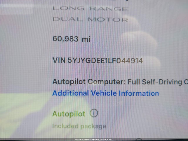 2020 TESLA MODEL Y 5YJYGDEE1LF044914 Photo 6