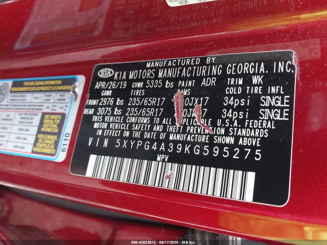 5XYPG4A39KG595275 KIA gdi theta-ii