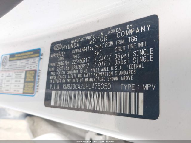 2017 HYUNDAI TUCSON KM8J3CA23HU475350 Photo 8