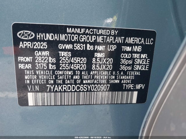 7YAKRDDC6SY020907 Hyundai Ioniq 5