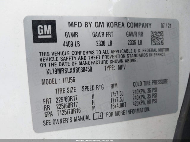 KL79MRSLXNB038450 Chevrolet l3t - l3, sidi, vvt, alum