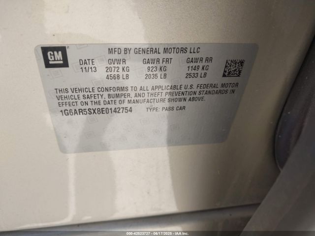1G6AR5SX8E0142754 Cadillac CTS LUXURY