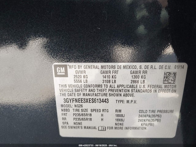 2014 CADILLAC SRX 3GYFNEE3XES613443 Photo 8