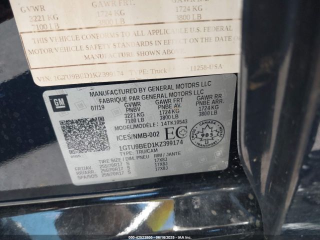 2019 GMC SIERRA 1500 1GTU9BED1KZ399174 Photo 8