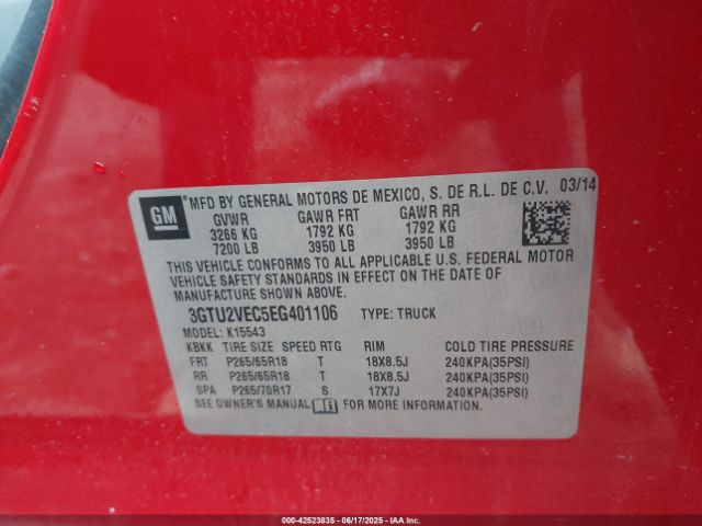3GTU2VEC5EG401106 GMC l83 - vvt, afm (active fuel management), aluminum