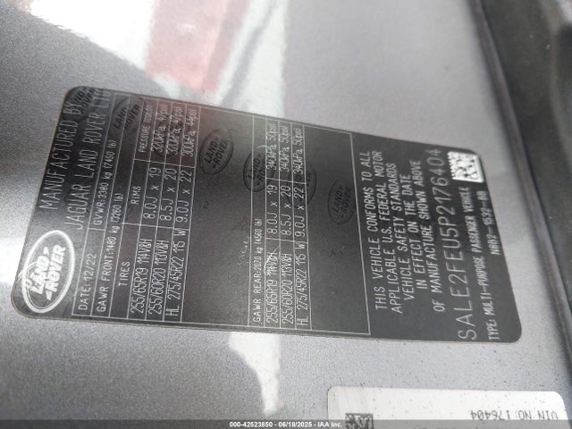 SALE2FEU5P2176404 Land Rover aj120