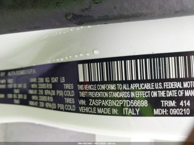 2023 ALFA ROMEO STELVIO ZASPAKBN2P7D56698 Photo 8
