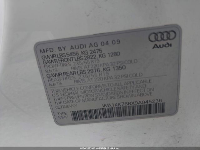 2009 AUDI Q5 WA1KK78RX9A045236 Photo 8