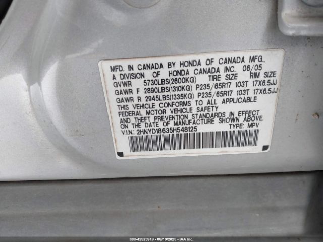 2005 ACURA MDX 2HNYD18635H548125 Photo 8