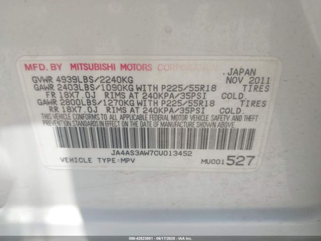 2012 MITSUBISHI OUTLANDER JA4AS3AW7CU013452 Photo 8