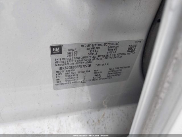 2015 GMC YUKON XL 1500 1GKS2GEC8FR172705 Photo 8