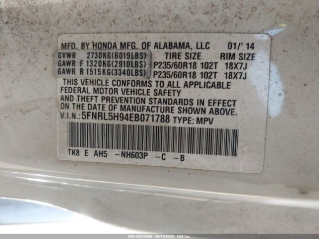 2014 HONDA ODYSSEY 5FNRL5H94EB071788 Photo 8