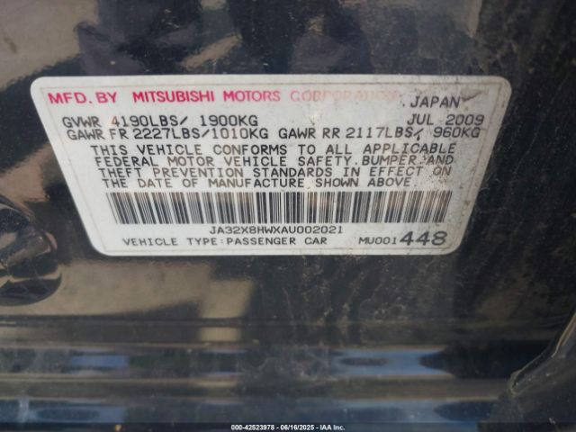 2010 MITSUBISHI LANCER SPORTBACK JA32X8HWXAU002021 Photo 8