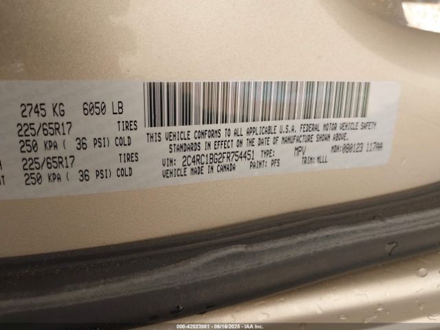 2015 CHRYSLER TOWN & COUNTRY 2C4RC1BG2FR754451 Photo 8