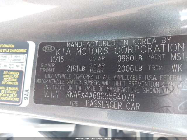 KNAFX4A68G5554073 KIA mpi nu