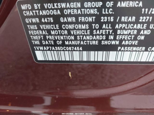 2013 VOLKSWAGEN PASSAT 1VWAP7A35DC067454 Photo 8