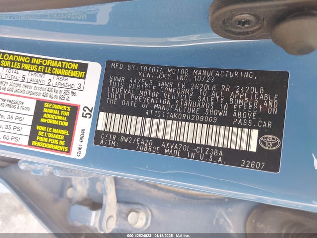 4T1G11AK0RU209869 Toyota a25a-fks