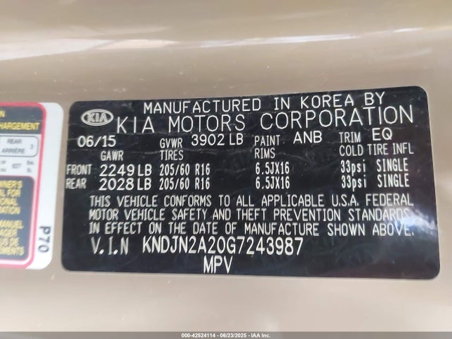 KNDJN2A20G7243987 KIA gdi gamma