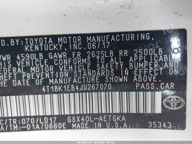 4T1BK1EB4JU267070 Toyota 2gr-fe