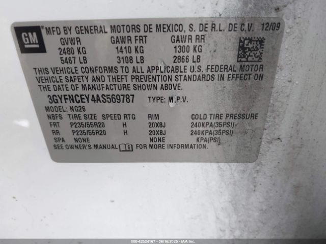 2010 CADILLAC SRX 3GYFNCEY4AS569787 Photo 8
