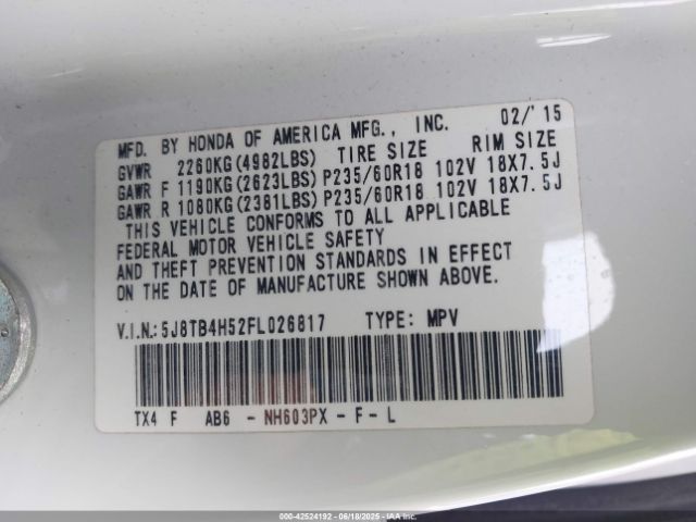 2015 ACURA RDX 5J8TB4H52FL026817 Photo 8