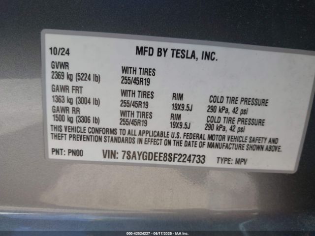 2025 TESLA MODEL Y 7SAYGDEE8SF224733 Photo 8
