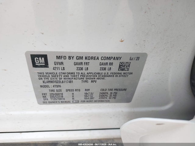 KL4MMDS22LB117481 Buick l1h - di, vvt, alum, css prime